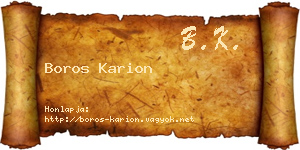 Boros Karion névjegykártya
